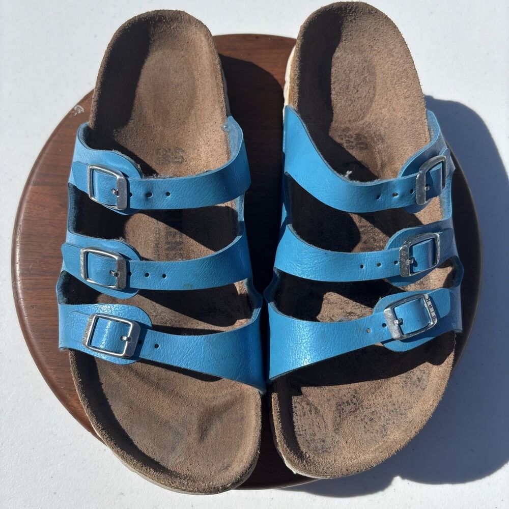 Birkinstock Florida Sandals Slides Women’s EU 40 US W9 Blue 3 Strap - Picture 7 of 12